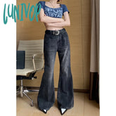 Lunivop Black High Waisted Women’s Jeans Fashion Y2K Streetwear Casual Vintage Baggy Straight